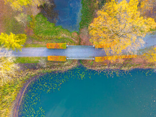 Sticker - Beautiful travel or tourism style look down aerial of pedestrian