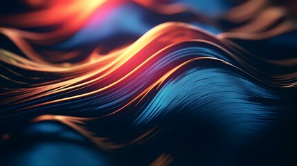 Poster - 3d rendering of abstract wavy surface in blue and orange colors