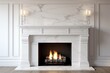 a fireplace with a white mantle and candles