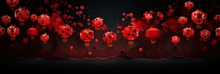 Wall Mural - Chinese lanterns. Japanese asian new year red lamps festival Chinese New Year Lanterns