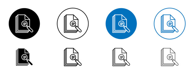 Canvas Print - scrutiny info line icon set. accounting report review icon in black and blue color.