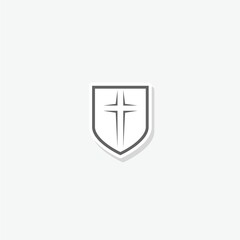 Poster - Christian cross and shield of faith sticker isolated on gray background