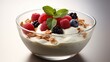 Bowl with yogurt granola and berries