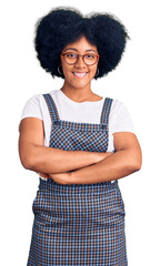 Sticker - Young african american girl wearing casual clothes happy face smiling with crossed arms looking at the camera. positive person.