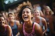 Group of happy people having fun at the gym during a fitness class. ia generative