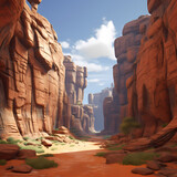 Fototapeta  - a serene canyon with layered rock formations and a clear sky.