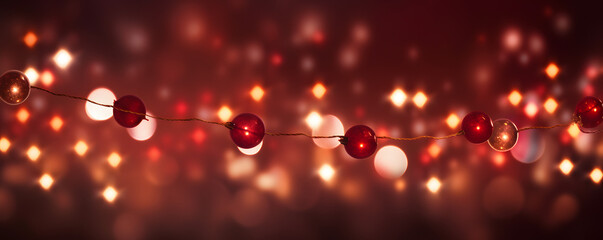 Hintergrund mit Glitter, Lichter, Lichterkette, Funkeln, Sterne in rot, gold, weiß und schwarz als bokeh Banner