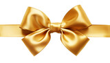 Fototapeta  - Gold ribbon satin bow isolated on white background, horizontal element for decoration gift boxes