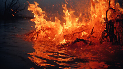 Poster - An art project combining fire and water elements, resulting in a captivating display.