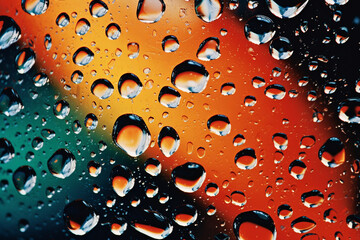 Leinwandbilder - A close-up look at the mesmerizing patterns formed by water droplets on glass.