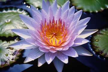 Poster - The symmetrical beauty of a water lily captured in a close-up photograph.