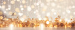 canvas print picture - Hintergrund mit Glitter, Lichter, Lichterkette, Funkeln, Sterne in silber, gold, weiß und schwarz als bokeh Banner