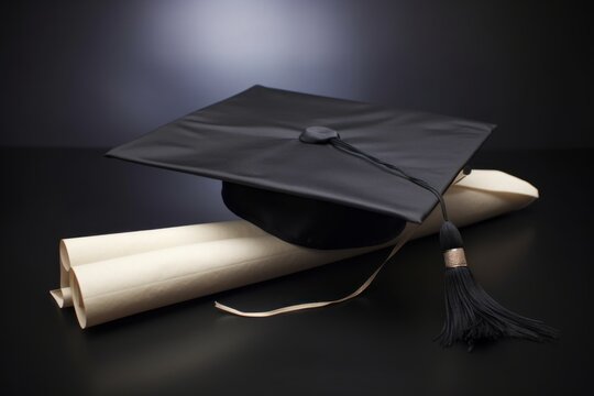 A graduation hat on a table, symbolizing the completion of school education or college and the commencement of a new adult chapter in life.