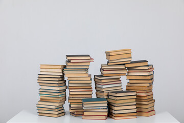 Wall Mural - Stacks of books for learning in the school library