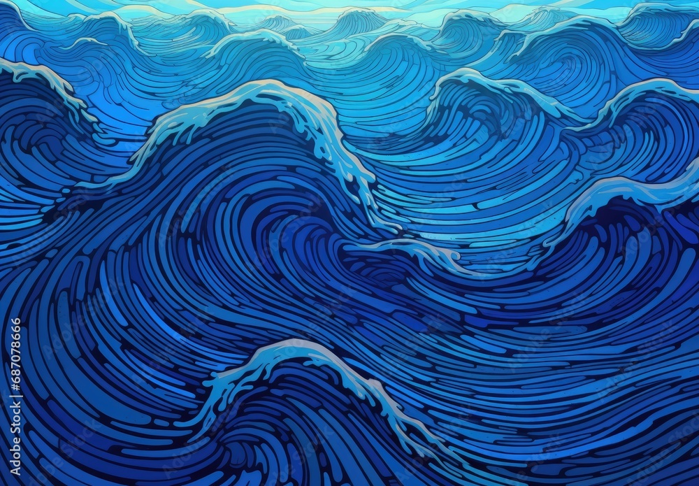 Blue abstract ocean seascape. Surface of the sea. Water waves in ...