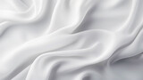 Fototapeta  - White satin silky warped cloth. Soft textile drape with creases. Clean concept. Generative AI