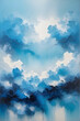 Abstract sky blue textured oil painting
