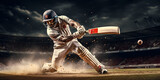 Fototapeta  - atsman in action Detailed High resolution High,Precision in Motion: Detailed High-Resolution Image of Batsman's Shot

