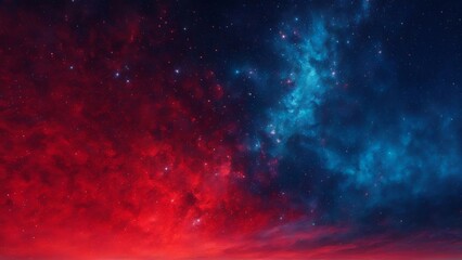 celestial red and blue sky full of stars , science nebula milky way infinity earth solar