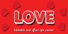 Love Red Color Editable 3d Text Effect Eps Vactor