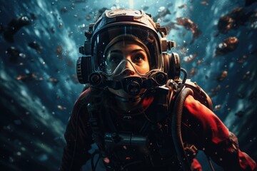 photo of a diver under the sea