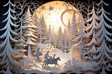 Wall Mural - Christmas Sleigh Rides - Generative AI