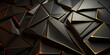 Abstrakte Elemente als Dreiecke schwarz und gold als Hintergrundmotiv für Webdesign im Querformat für Banner, ai generativ