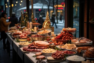 Canvas Print - Holiday Market Food - Generative AI