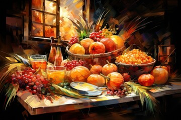 Wall Mural - Holiday Market Food - Generative AI