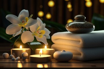 spa still life with candles and orchid