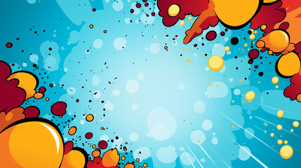 Poster - Retro Comic Pop Art Bubbles and Rays Background