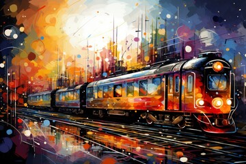 Canvas Print - Christmas Trains - Generative AI