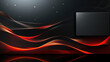 © Jan - A sleek abstract design with red flames on a black background with a blank display, resembling advanced technology.
