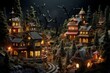 Christmas Villages at Night - Generative AI