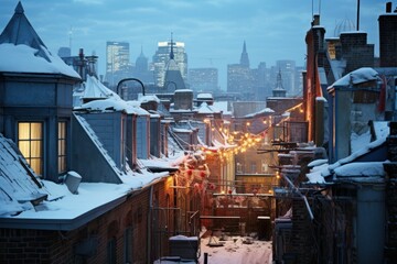 Poster - Snowy Rooftops - Generative AI