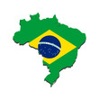 Brazil map with flag color vector. National map of brazil.