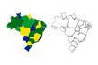 Brazil map vector. National map of brazil with territory line.
