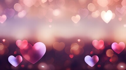 Wall Mural - valentine's day background with romantic red hearts in bokeh style.