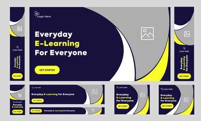 Wall Mural - Creative education multipurpose web set banner design for social media post, learning platform web banner, customizable vector eps 10 file format