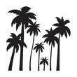 Palm tree silhouette icon illustration set black on white background