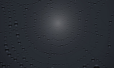 Spider web on dark background. dark net texture with rain water drops.