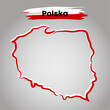 Vector map of Poland with colors of flag, on the light background