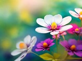 Fototapeta Motyle - Beautiful Different Colour Flower Close Shot, Snow, Water Drop,Colour Background, Generative Ai