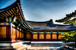 The roofs, adorned with their distinctively curved eaves, seem to dance against the sky, reflecting the artistic sensibilities deeply rooted in Korean temple architecture. Generative AI.