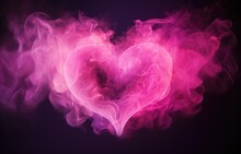 A Heart Made Of Pink Smoke On A Black Background