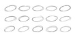 © backup_studio - Ellipse pencil doodles for highlights. Black pen oval sketches. Marker circle doodles. Set of hand drawn horizontal circles isolated on white background. Realistic vector