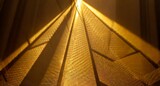 Fototapeta Perspektywa 3d - Golden light rays effect with abstract geometric shapes