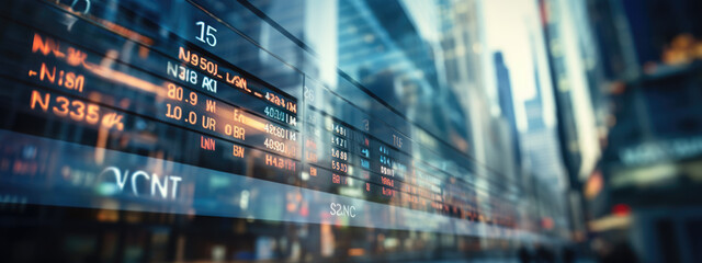 Canvas Print - Close-up of a digital screen displaying financial stock market data with graphs and analytics, illustrating market trends and investment analysis.