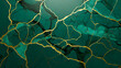 Green Kintsugi Marble Texture. Generative AI