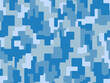 Full seamless blue gray digital camouflage texture pattern. Usable for Jacket Pants Shirt and Shorts. Army textile fabric print. Pixel geometric military camo. Vector illustration.